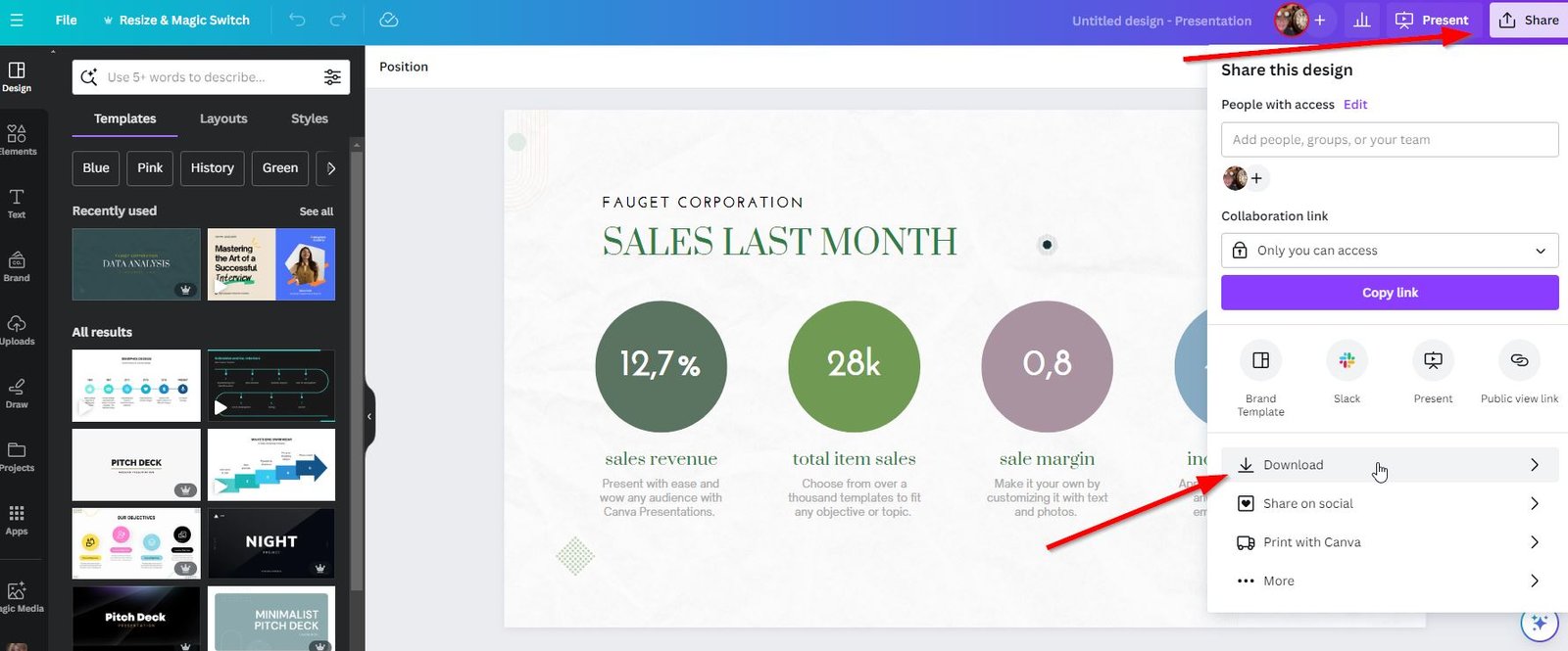 Canva Export as PowerPoint