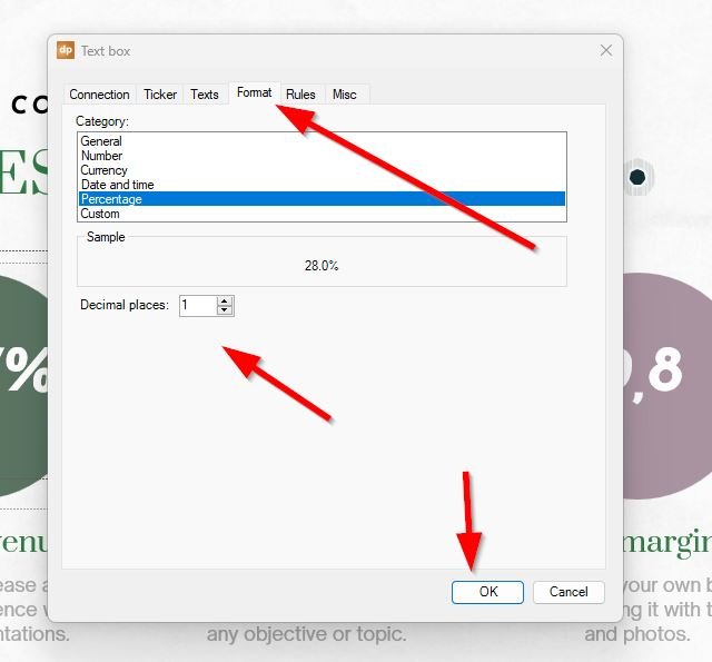 format your data in PowerPoint