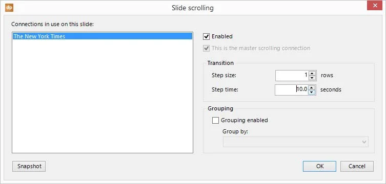 enable data scrolling for all articles on one slide