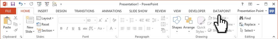 click datapoint in powerpoint menu