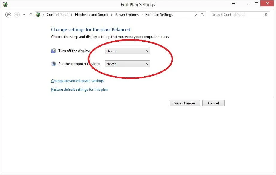 turn off option to turn off the display and turn off the computer after some time