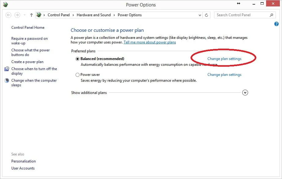 change power options plan settings