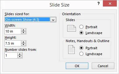 or set a custom slide page format here