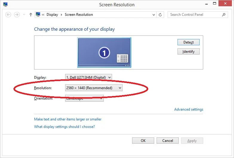 verify current screen resolution here