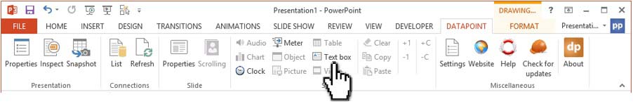 click text box in datapoint menu to set the options