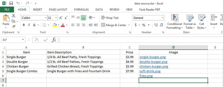 maintain the data and content of your menu board in excel