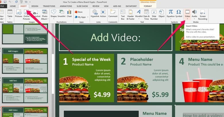 add promo and advertising video to your menu board