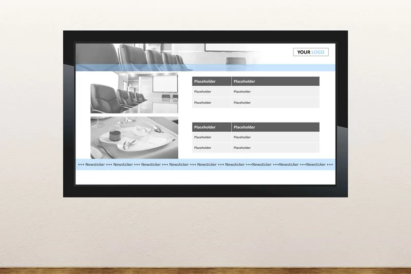 Free digital signage powerpoint template for corporate company communication for announcements, messages, new employees