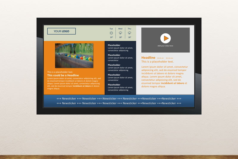 Free digital signage powerpoint template To display news headlines and banners