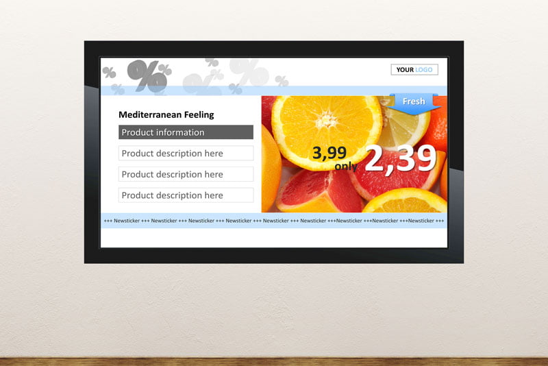 Free digital signage powerpoint template for retail to show products, services and promotions
