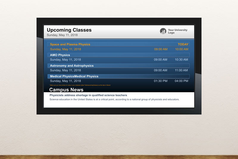 Free digital signage powerpoint template for schools and universities information screens