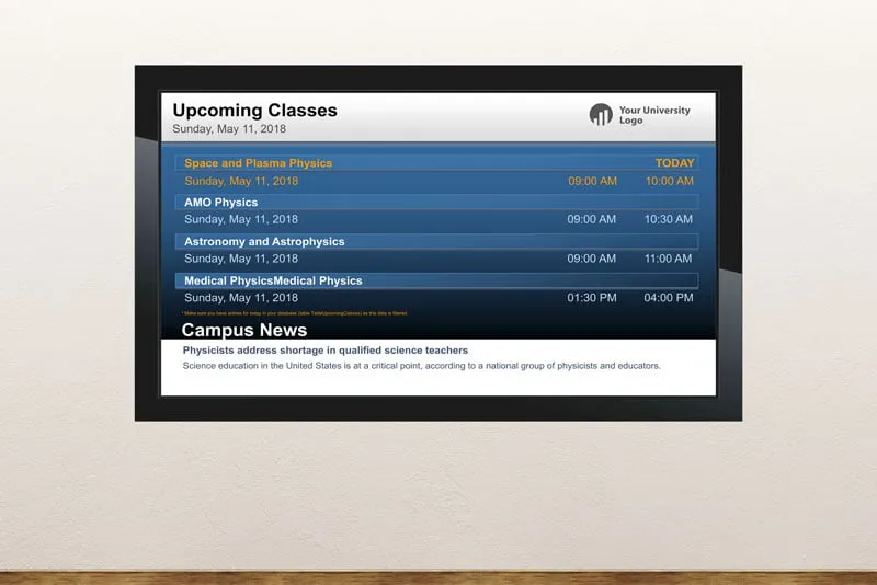 Free digital signage powerpoint template for schools and universities information screens