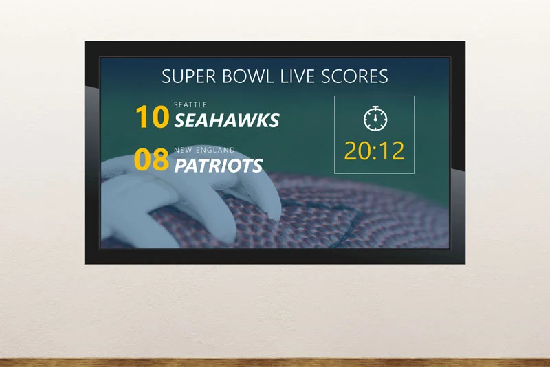 Free digital signage powerpoint template display super bowl game results in real-time