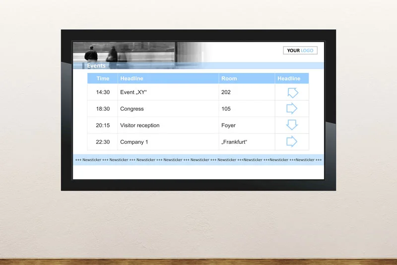 Free digital signage powerpoint template for way finding and directionsat a congress or building
