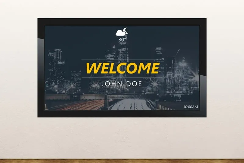 Free digital signage powerpoint template to welcome people and visitors