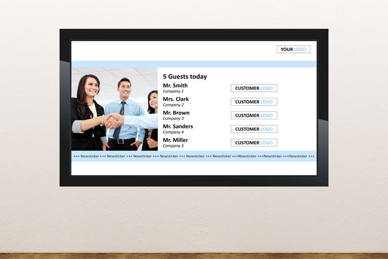 Free digital signage powerpoint template to welcome people and visitors