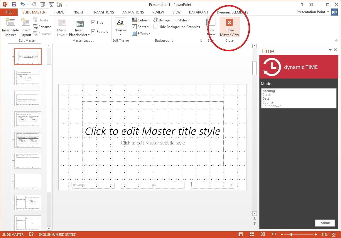 close the slide master view in powerpoint