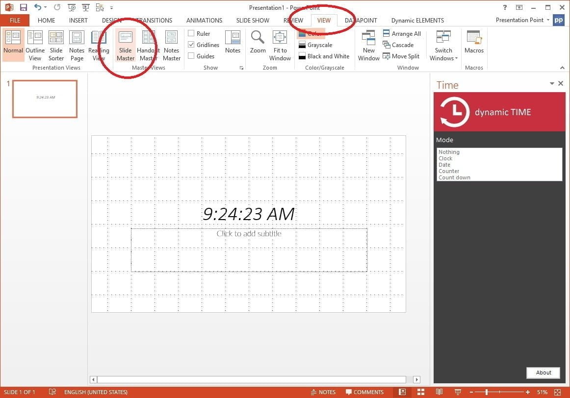 real time clock in powerpoint