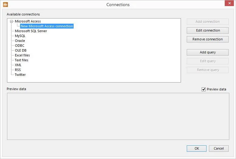 database connection is added to powerpoint presentation