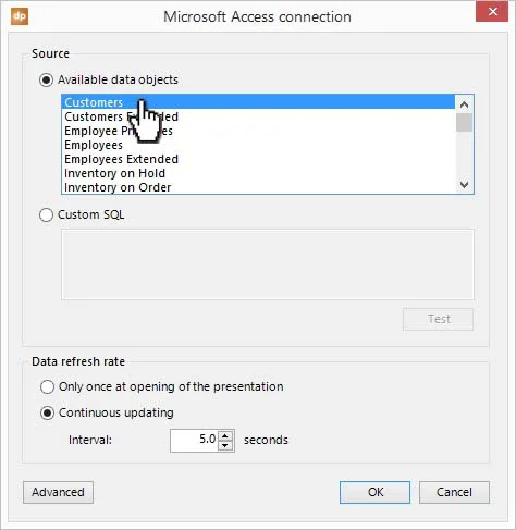 select from the table list