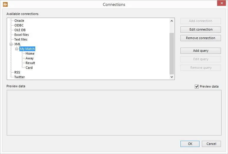 overview of all xml tables we are using to display