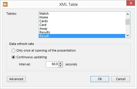 select result table from table list