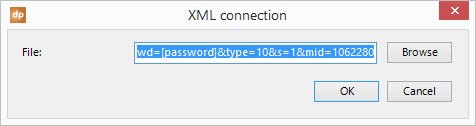 add xml url to add connection to the external xml data