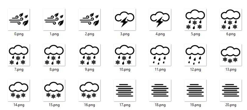 weather icons to display in a picture box