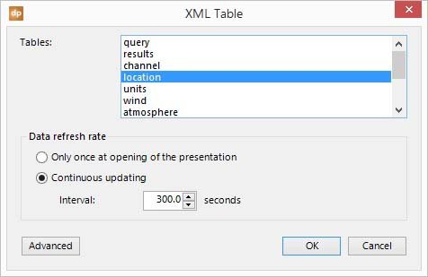 select the location table from the xml raw data