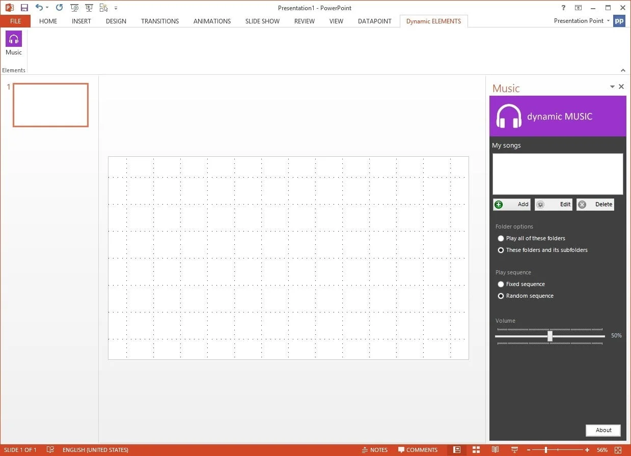 open music task pane from the menu