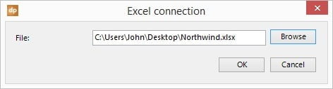 excel file selected for use in datapoint