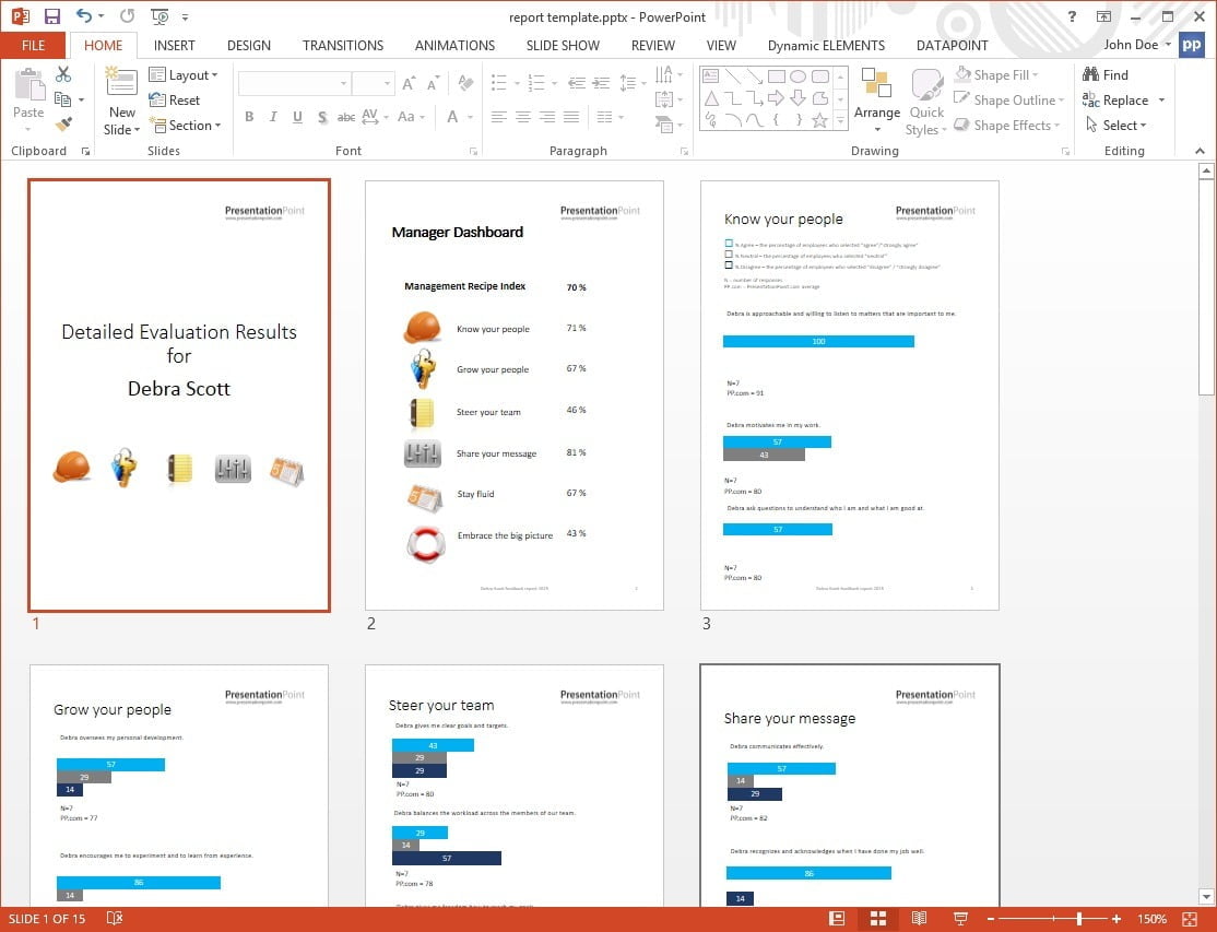 datapoint powerpoint template linked to the excel data