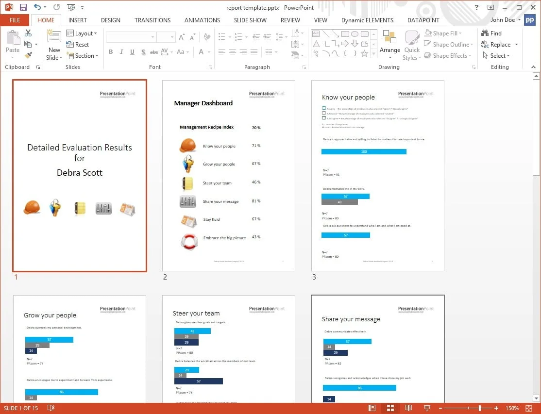 datapoint powerpoint template linked to the excel data