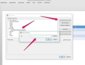 data driven powerpoint add connection
