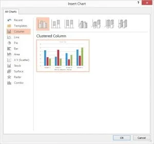 insert chart shape dialog