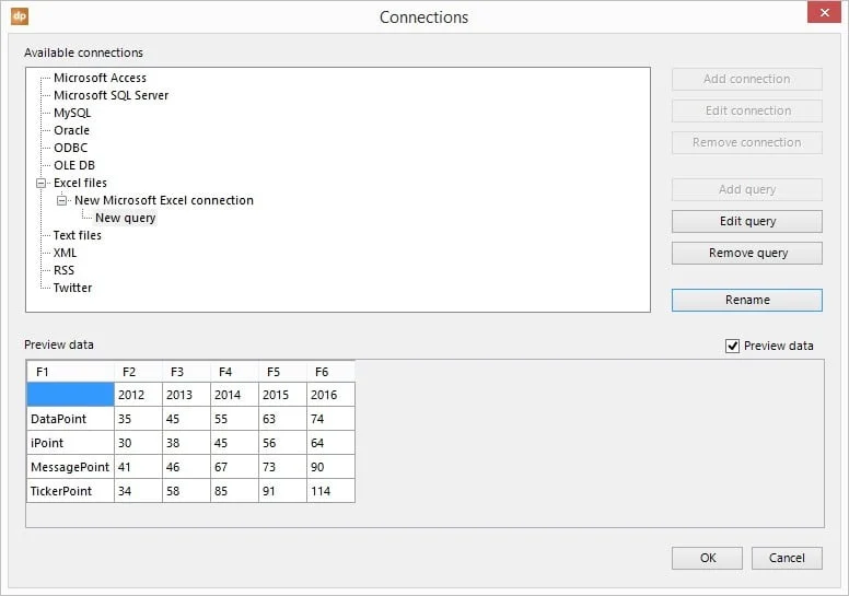 preview the linked excel data