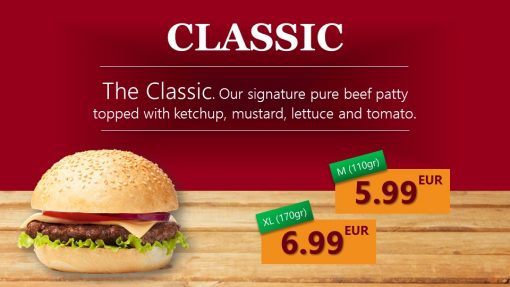 Premium PowerPoint Template for hamburger and take-away restaurants - classic hamburger