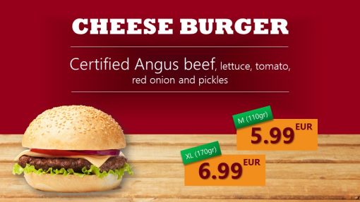 Premium PowerPoint Template for hamburger and take-away restaurants - cheese burger