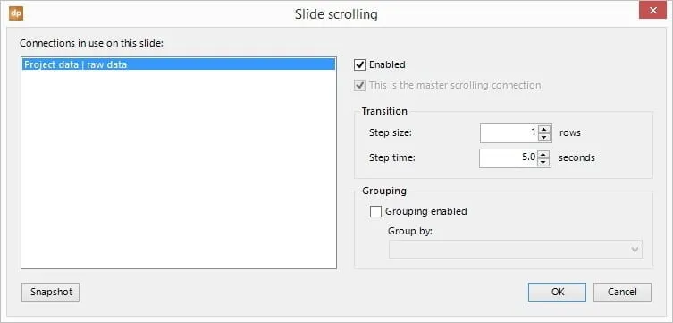 data scrolling for all projects