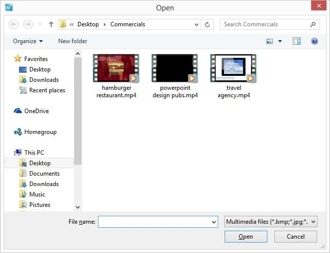 browse to select your files
