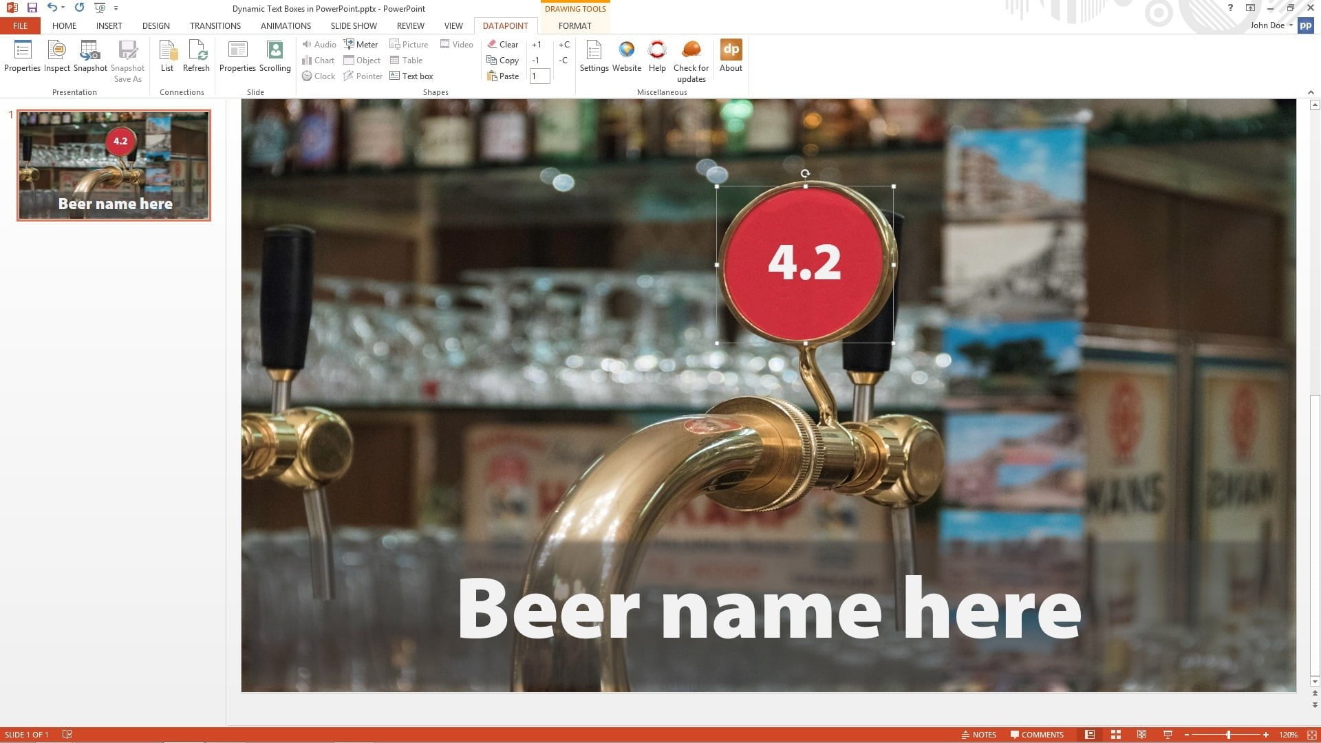 beer price dynamically linked to text box