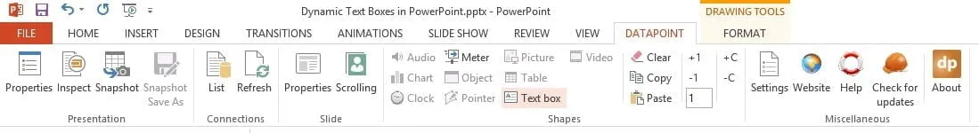 dynamic text box properties