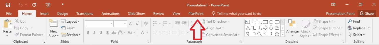 planpoint visible in powerpoint ribbon menu