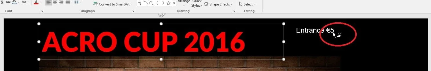 move paint brush over other text box
