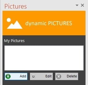 pictures folder list with add, edit and delete buttons
