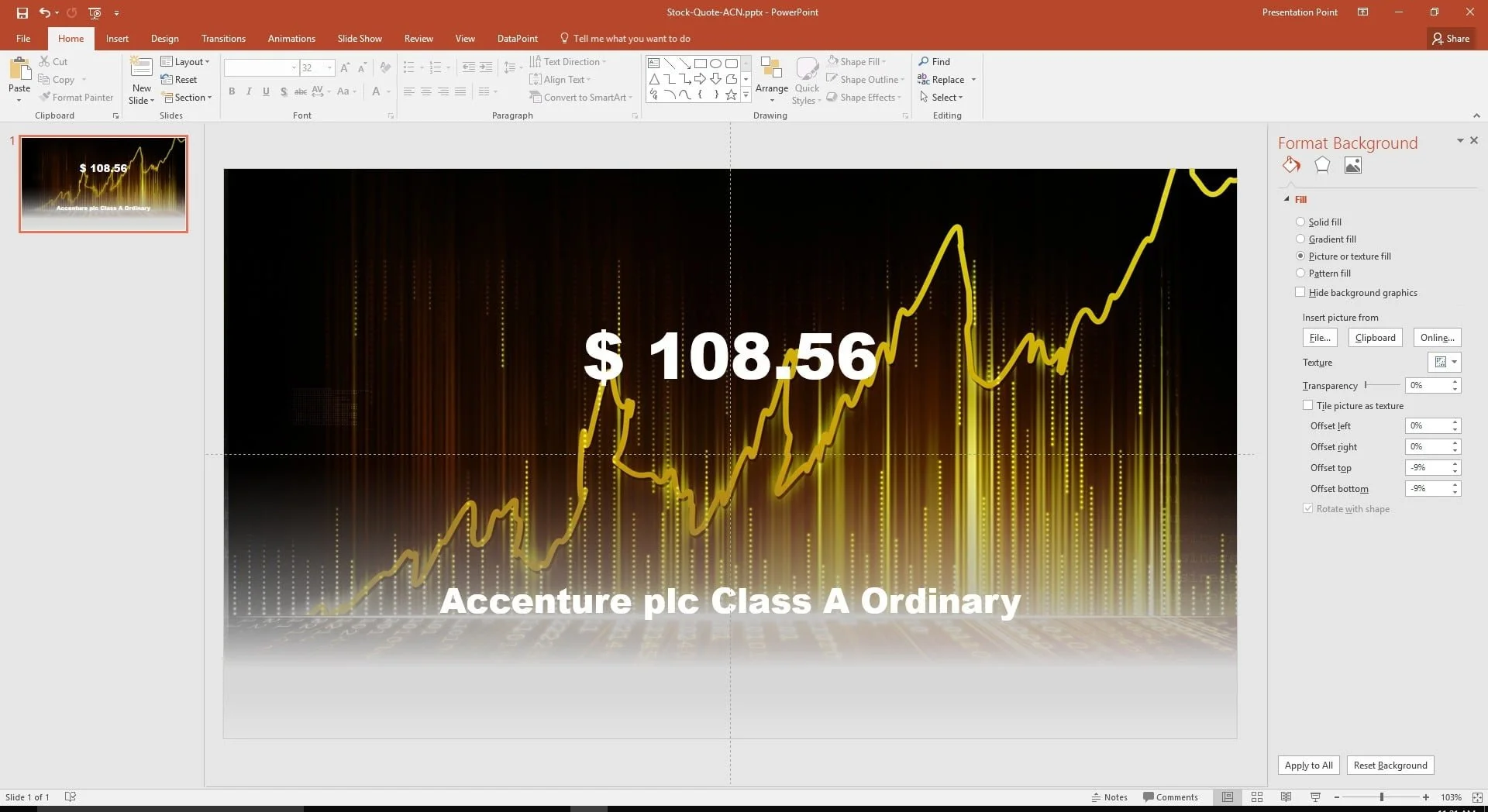 all text boxes linked to dynamic stock values