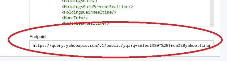 stock quotes yql endpoint for datapoint