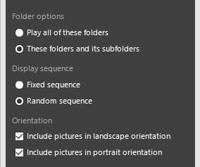 folders pictures selection options