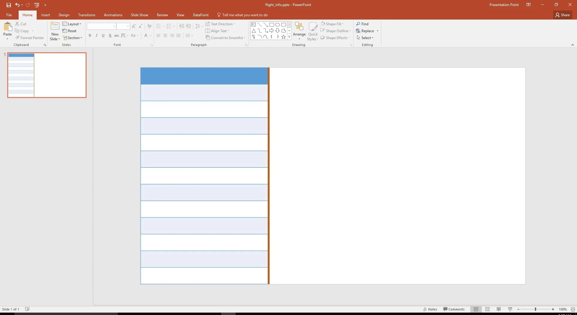 insert new table to your slide