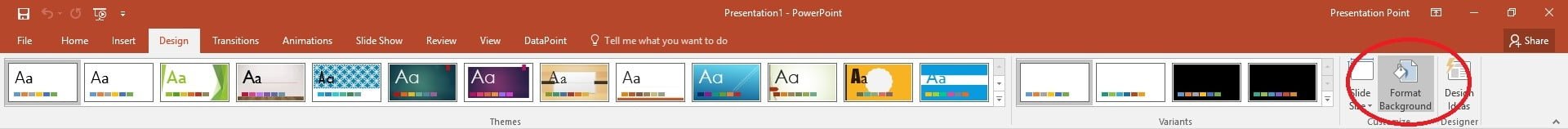 powerpoint design menu format background button